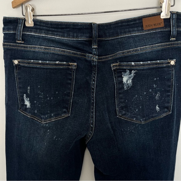 Judy Blue Womens Boyfriend Fit Jeans Size 31 Distressed Bleach Splatter Stretch - Picture 6 of 11